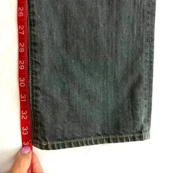 Gap 1969 Authentic Fade Black Distress 100% Cotton Slim Straight Jean Size 32/34 - Picture 16 of 16